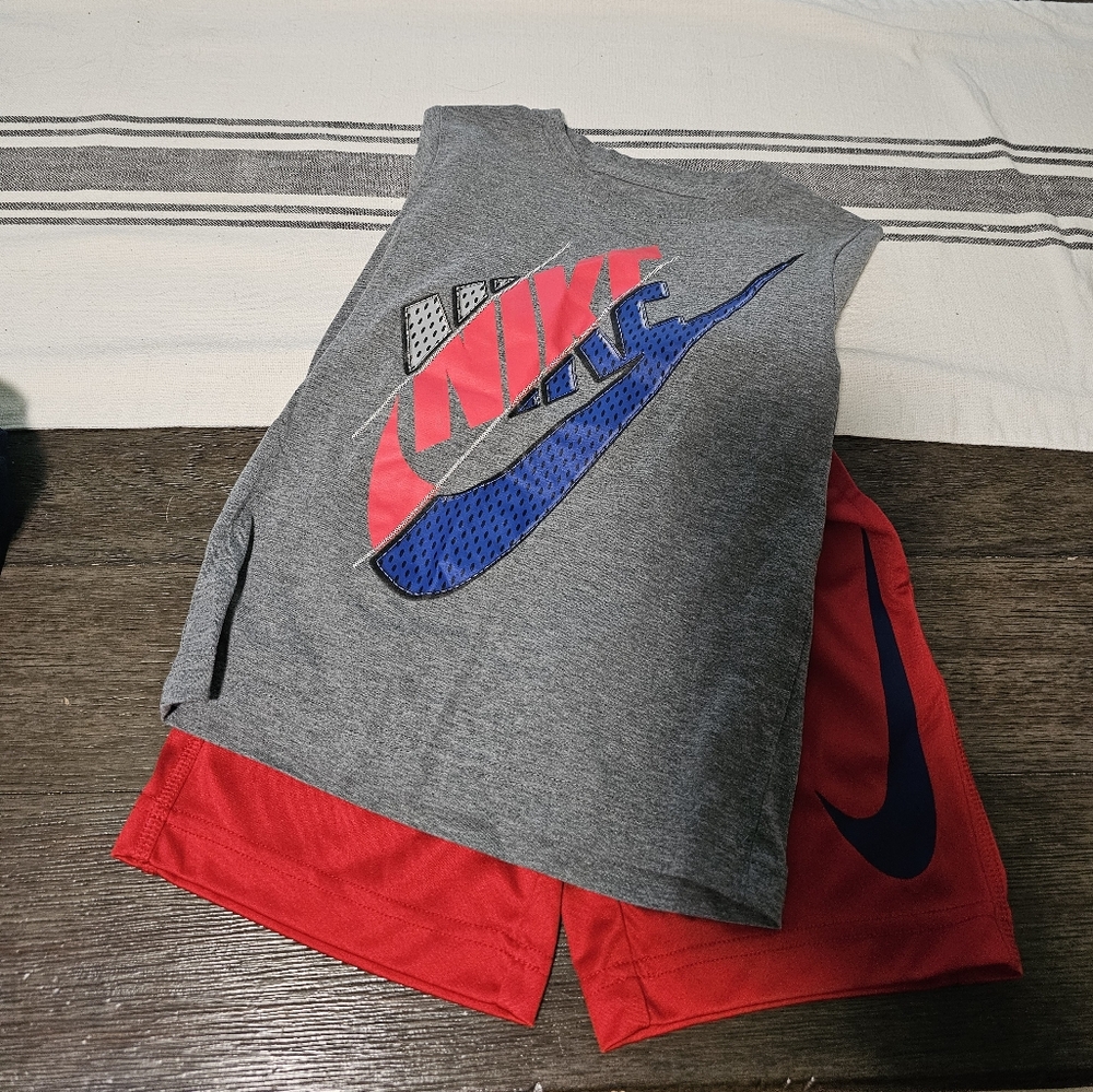 Nike Gray Tee with Red and Blue Swoosh